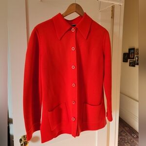 Vintage Vibrant Red Button-Up Cardigan